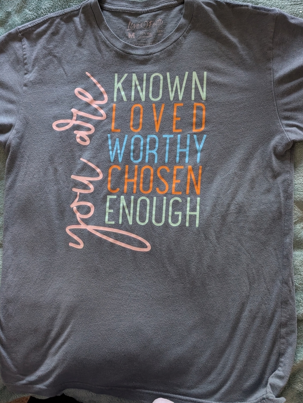 You Are By Love & Faith Slate Blue Gray Graphic Tee